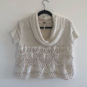 Free People Cropped Short Sleeved Knit Sweater